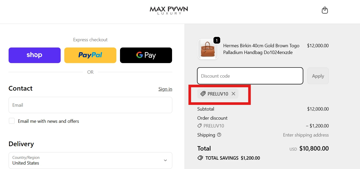 Use Promo Code PRELUV10 for 10% OFF Sitewide at maxpawn.com